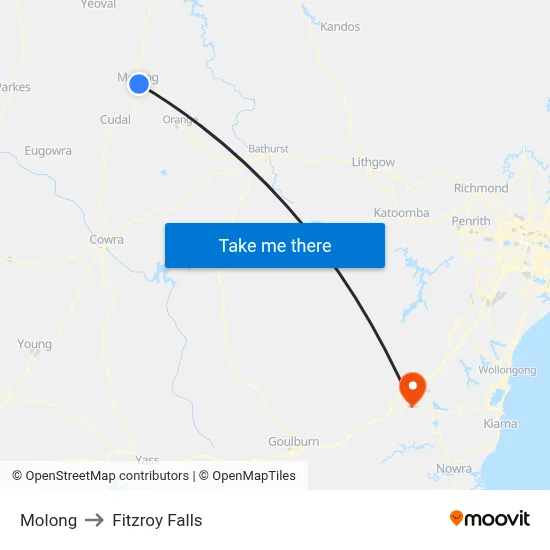 Molong to Fitzroy Falls map