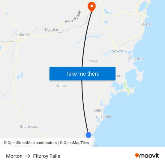 Morton to Fitzroy Falls map