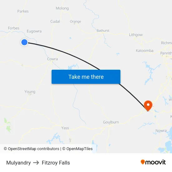 Mulyandry to Fitzroy Falls map