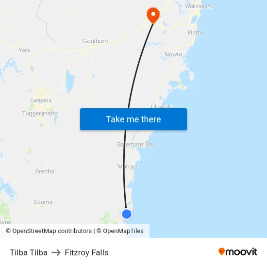 Tilba Tilba to Fitzroy Falls map