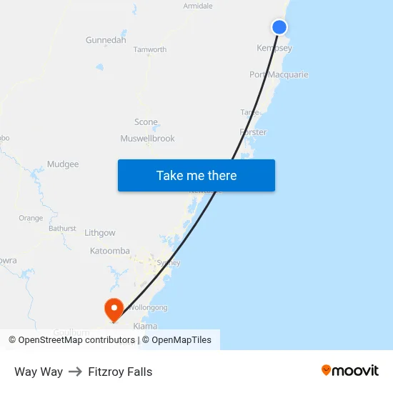 Way Way to Fitzroy Falls map
