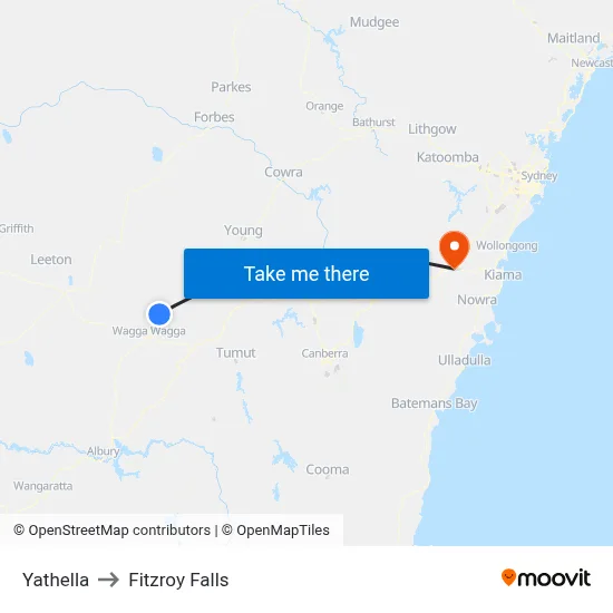 Yathella to Fitzroy Falls map