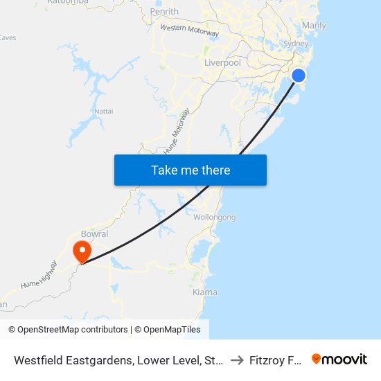 Westfield Eastgardens, Lower Level, Stand B to Fitzroy Falls map