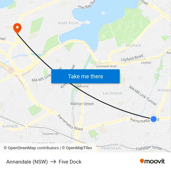 Annandale (NSW) to Five Dock map