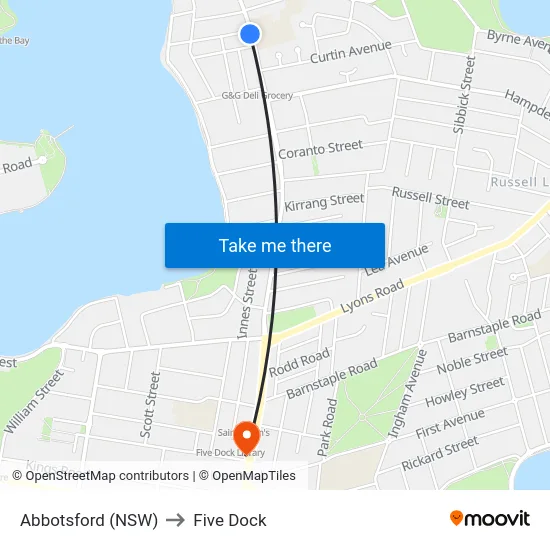 Abbotsford (NSW) to Five Dock map