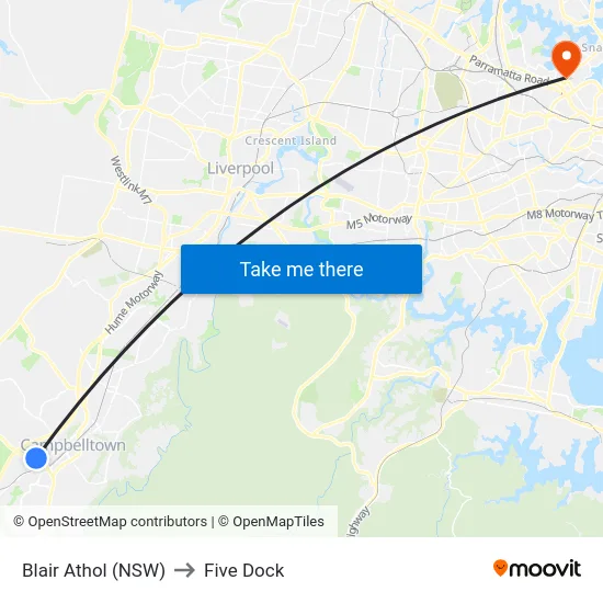 Blair Athol (NSW) to Five Dock map