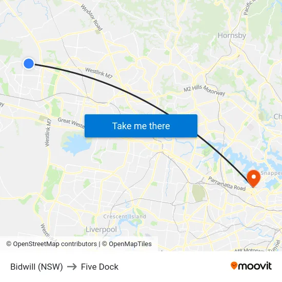 Bidwill (NSW) to Five Dock map