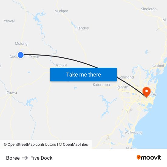 Boree to Five Dock map