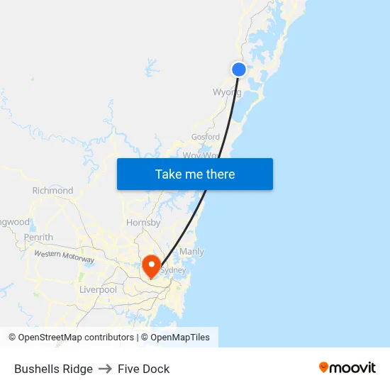 Bushells Ridge to Five Dock map