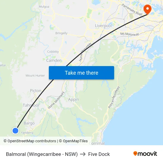 Balmoral (Wingecarribee - NSW) to Five Dock map