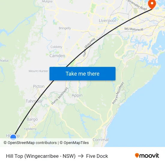 Hill Top (Wingecarribee - NSW) to Five Dock map