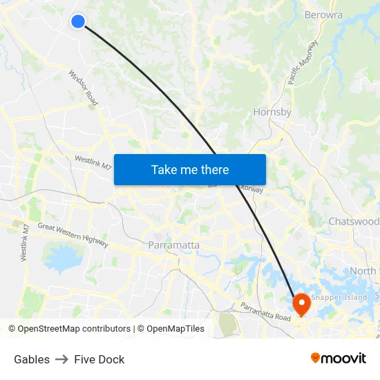 Gables to Five Dock map