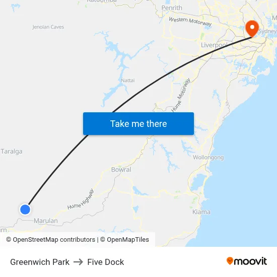 Greenwich Park to Five Dock map