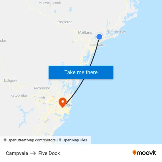 Campvale to Five Dock map