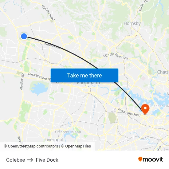 Colebee to Five Dock map