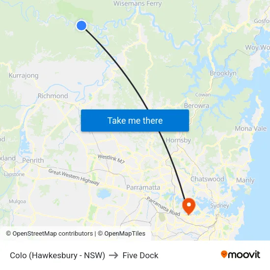 Colo (Hawkesbury - NSW) to Five Dock map
