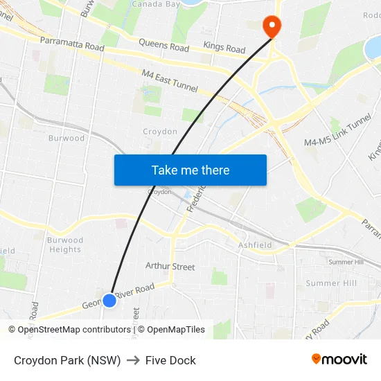 Croydon Park (NSW) to Five Dock map