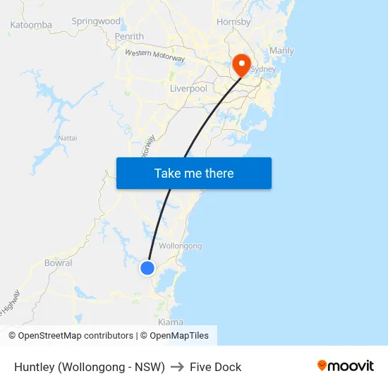 Huntley (Wollongong - NSW) to Five Dock map