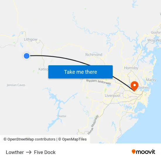 Lowther to Five Dock map
