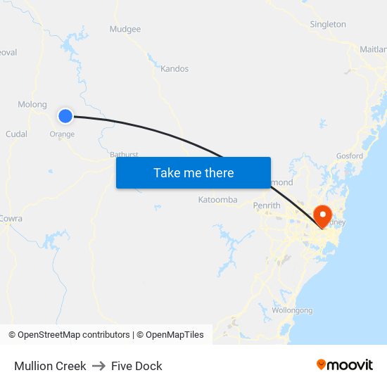 Mullion Creek to Five Dock map