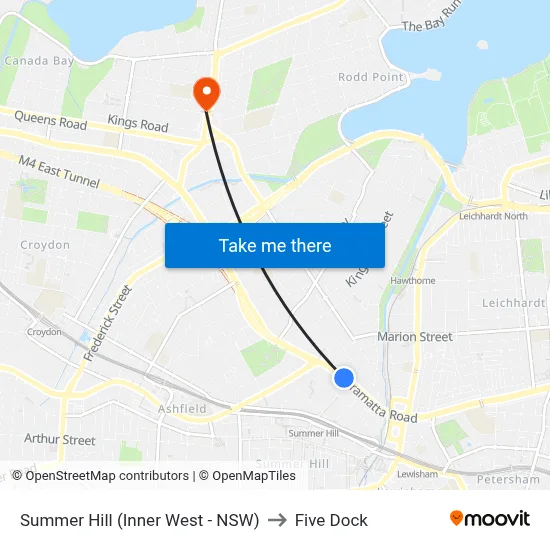 Summer Hill (Inner West - NSW) to Five Dock map