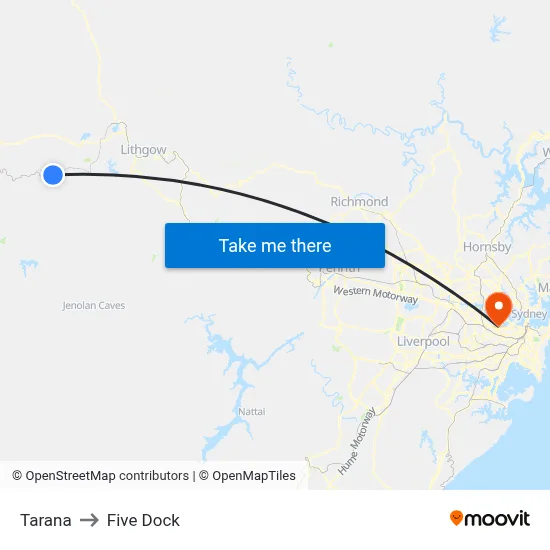 Tarana to Five Dock map