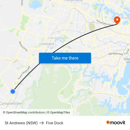 St Andrews (NSW) to Five Dock map