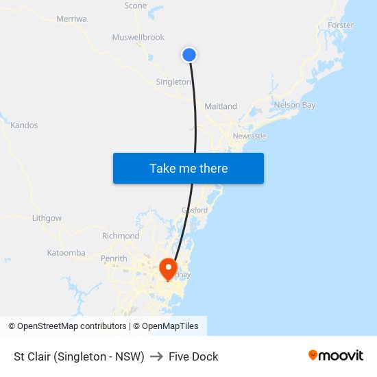 St Clair (Singleton - NSW) to Five Dock map