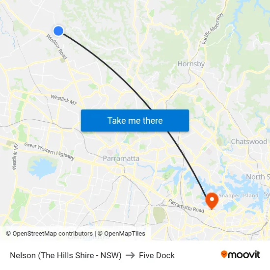 Nelson (The Hills Shire - NSW) to Five Dock map