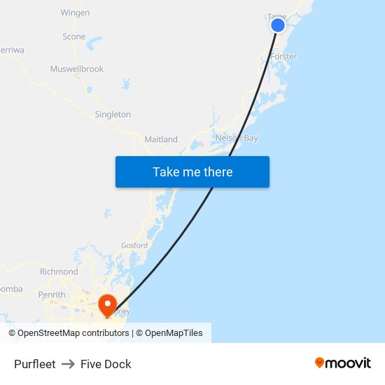 Purfleet to Five Dock map