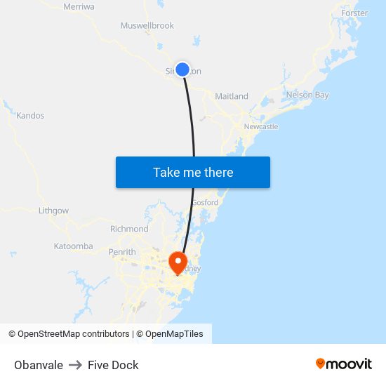 Obanvale to Five Dock map