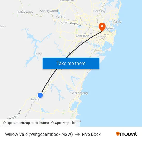 Willow Vale (Wingecarribee - NSW) to Five Dock map