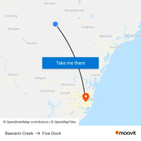 Baerami Creek to Five Dock map