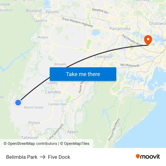 Belimbla Park to Five Dock map