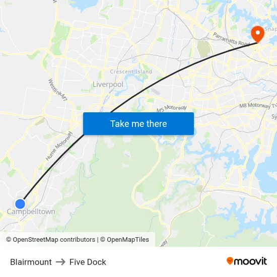 Blairmount to Five Dock map