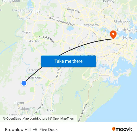 Brownlow Hill to Five Dock map