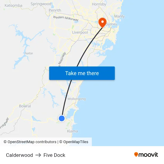 Calderwood to Five Dock map