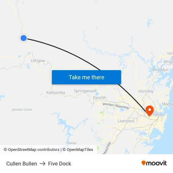 Cullen Bullen to Five Dock map