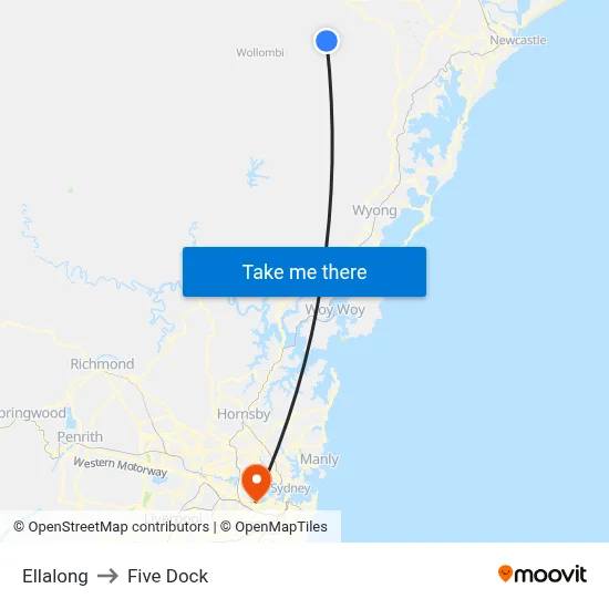 Ellalong to Five Dock map