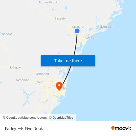 Farley to Five Dock map