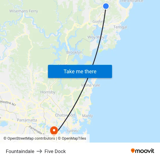 Fountaindale to Five Dock map