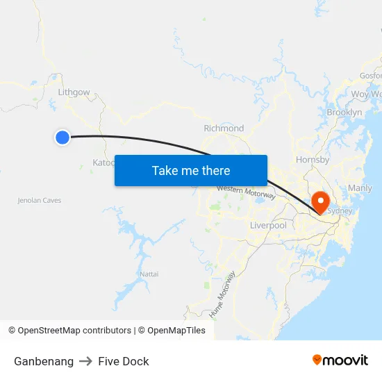 Ganbenang to Five Dock map
