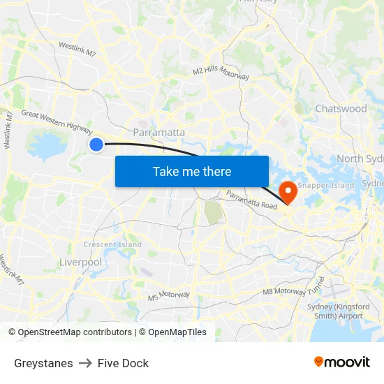 Greystanes to Five Dock map