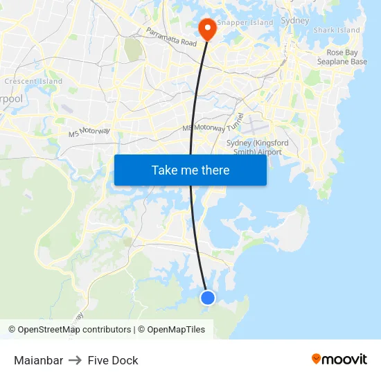 Maianbar to Five Dock map