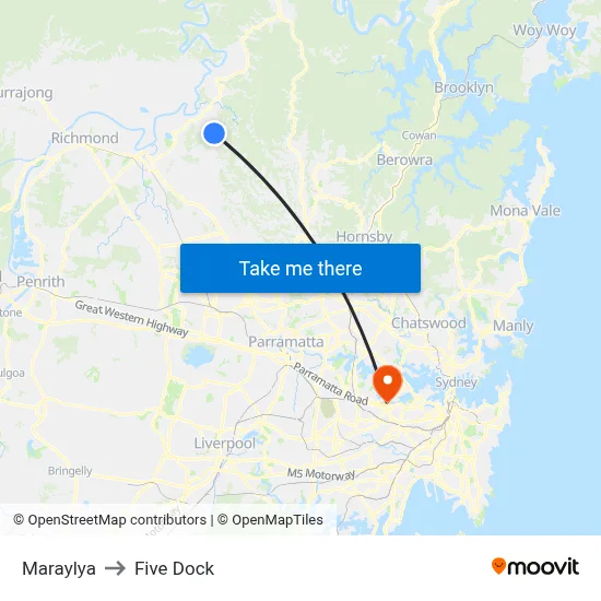 Maraylya to Five Dock map