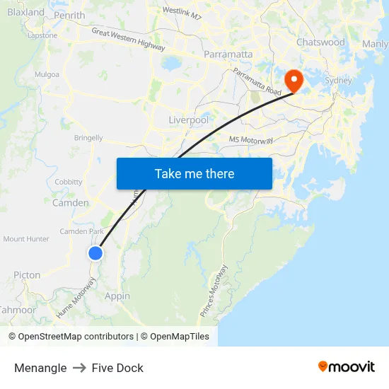Menangle to Five Dock map
