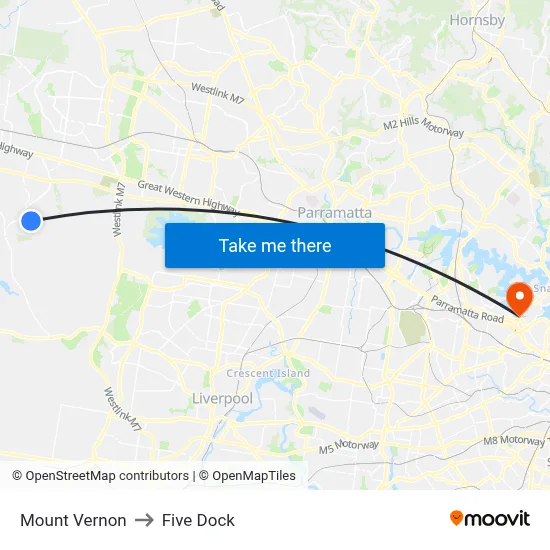 Mount Vernon to Five Dock map
