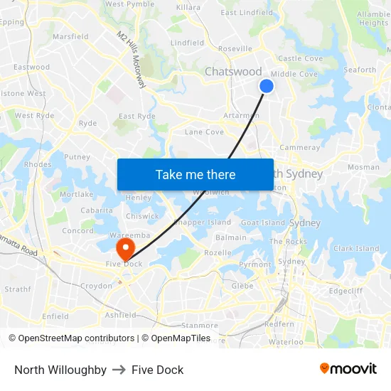North Willoughby to Five Dock map