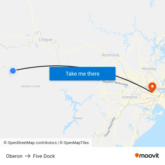 Oberon to Five Dock map