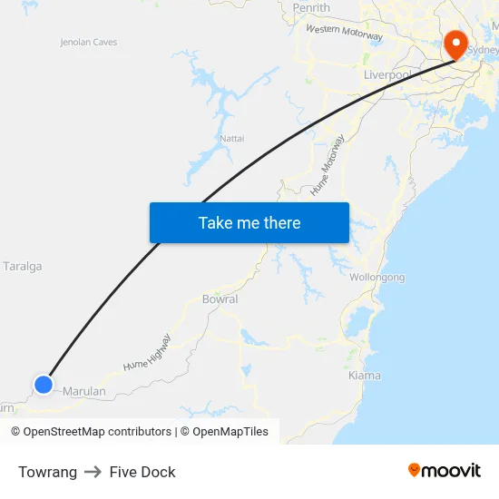 Towrang to Five Dock map